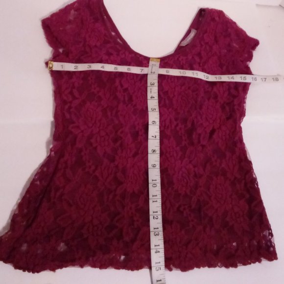 Purple Snow lace & back bow tie blouse sz M - Picture 8 of 8